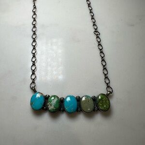 Sonoran Turquoise 5 stone bar necklace